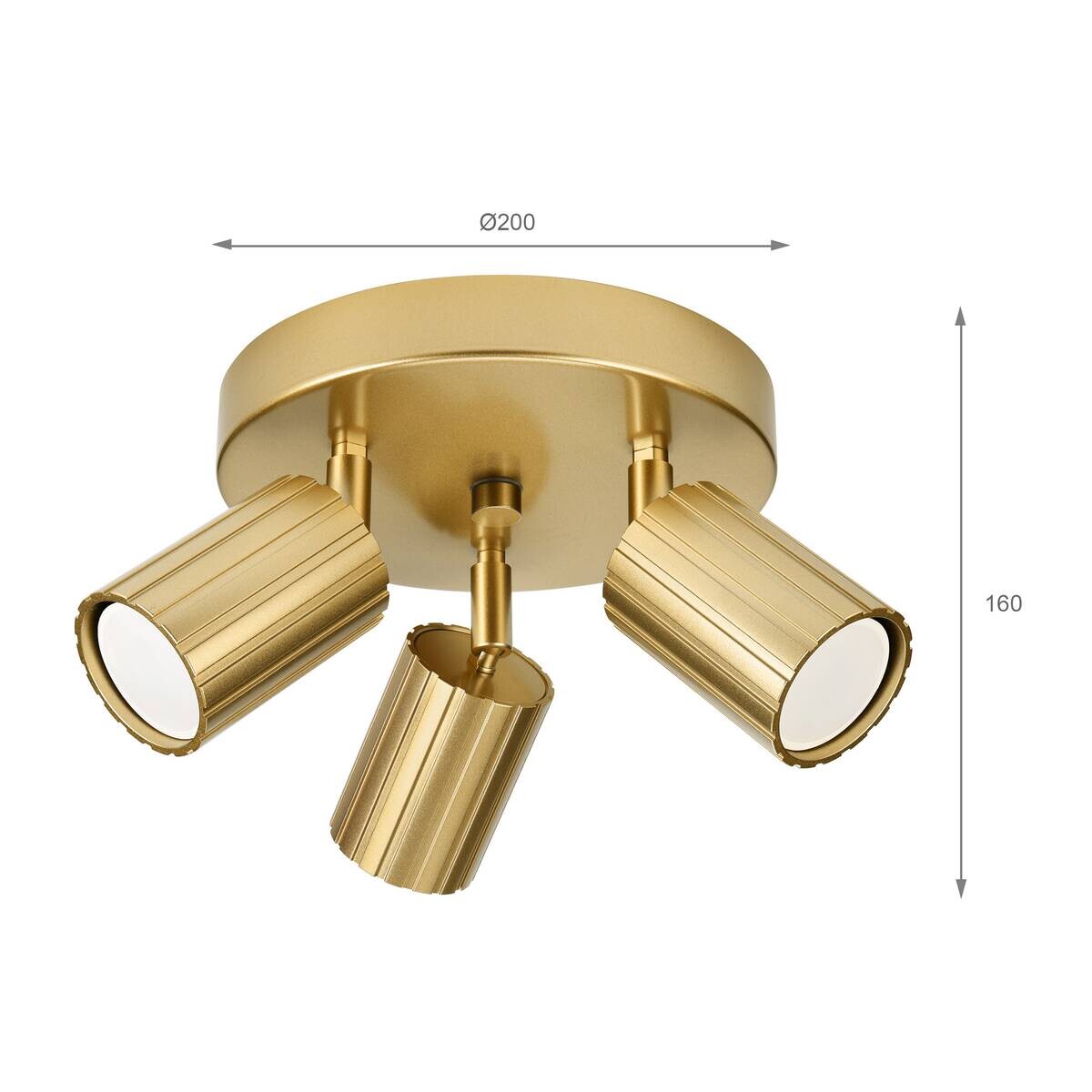 Lamkur Strahler Prisma gold Stahl B/H/L: ca. 18x19,5x18 cm 3 Brennstellen