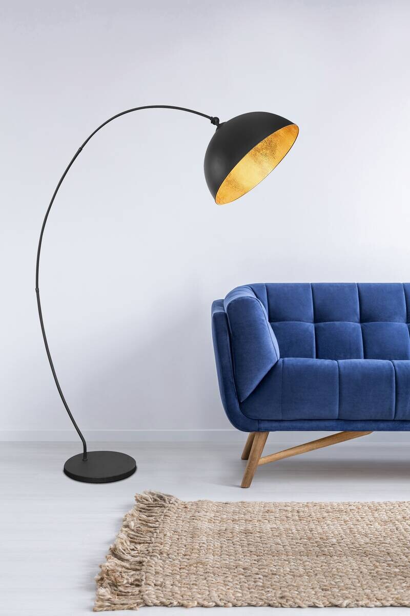GLOBO Stehlampe gold schwarz Metall B/H/T: ca. 45x182x115 cm E27 1 Brennstellen