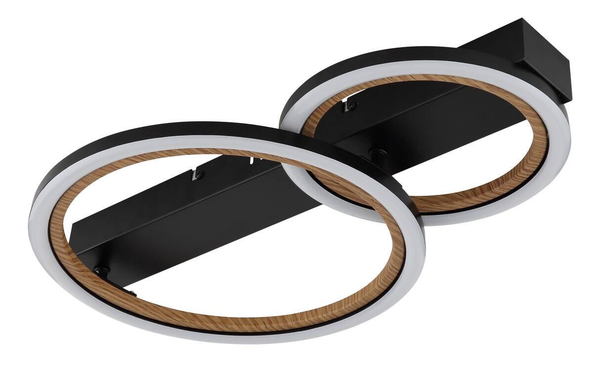 GLOBO LED-Deckenleuchte mattschwarz dunkelbraun Opal Kunststoff Metall B/H/L: ca. 30x7x44 cm 1 Brennstellen