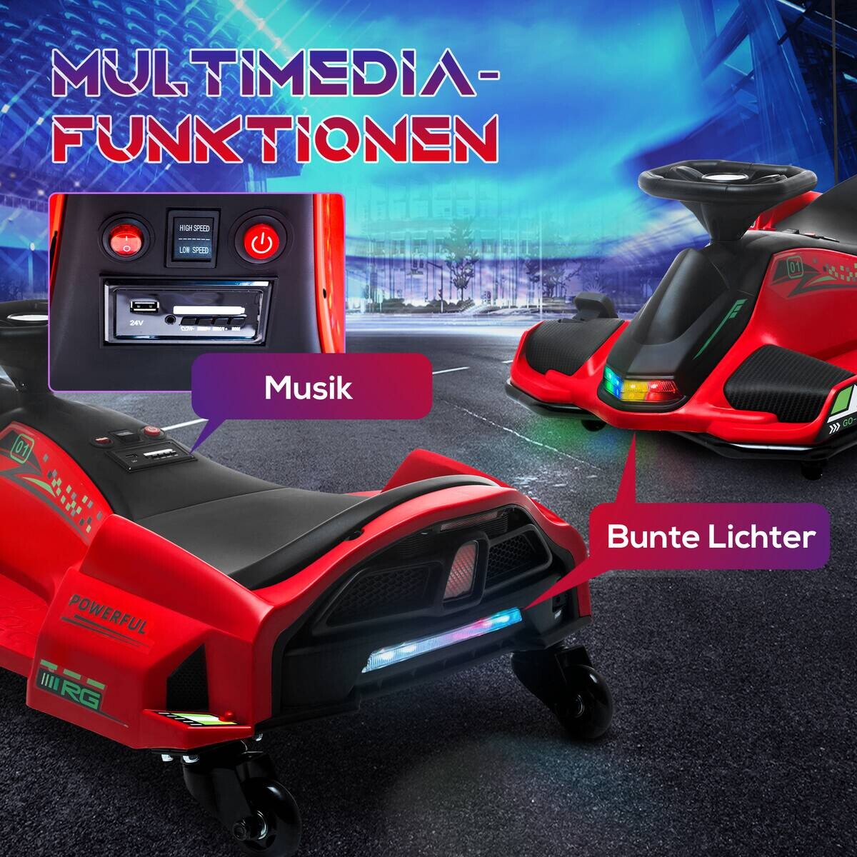 HOMCOM Kinder Elektro Gokart rot B/H/L: ca. 53x99x90 cm