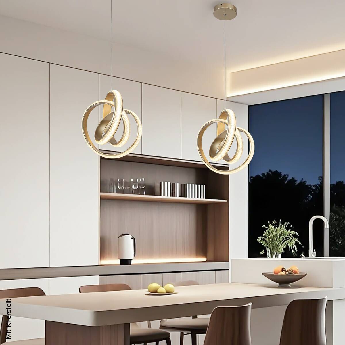 Nolo LED-Pendelleuchte Shine champagner B/H/L: ca. 35x120x35 cm