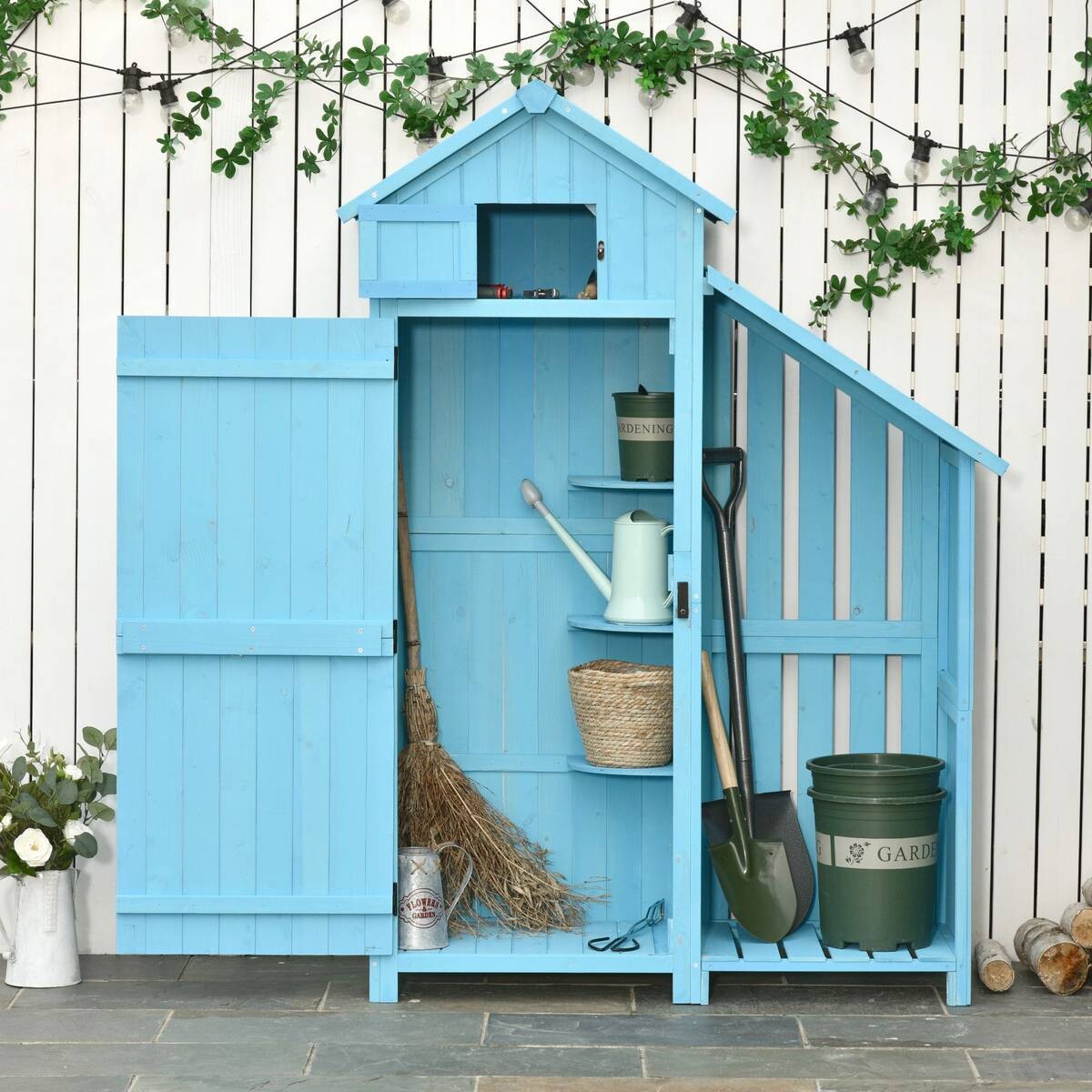 Outsunny Gartenhaus blau B/H/L: ca. 130x180x54,5 cm