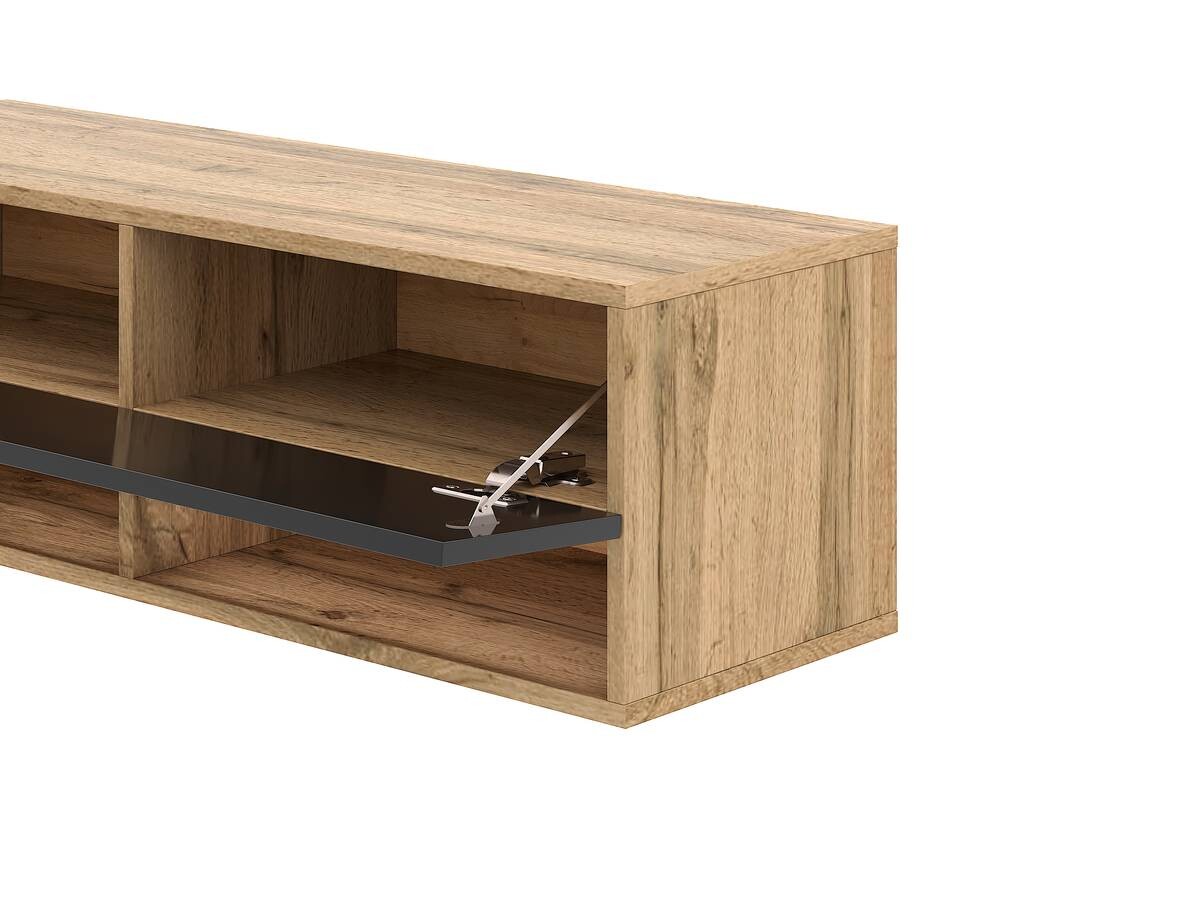 TV-Lowboard TV LOWBOARD DERBY 280 Eiche Wotan Nachbildung schwarz glänzend B/H/T: ca. 280x32,5x31,5 cm