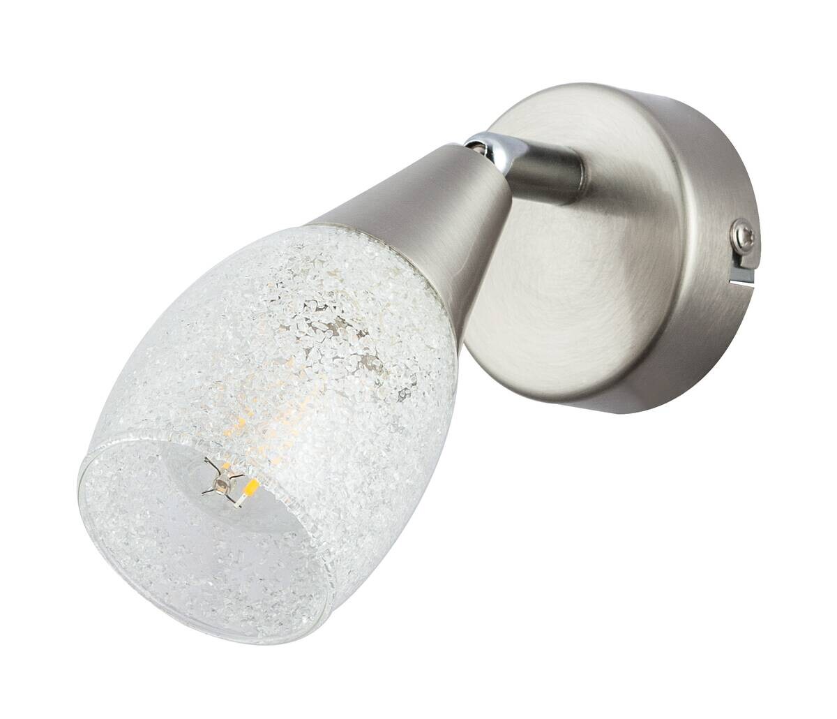 GLOBO Spot Franziska nickel matt klar Glas Metall Acryl B/L: ca. 7x14 cm 1 Brennstellen