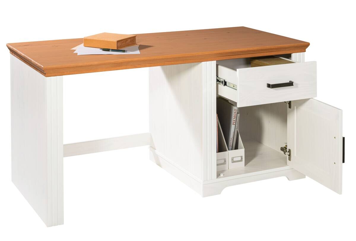 Schreibtisch Maluno weiß lackiert B/H/L: ca. 65x76x150 cm