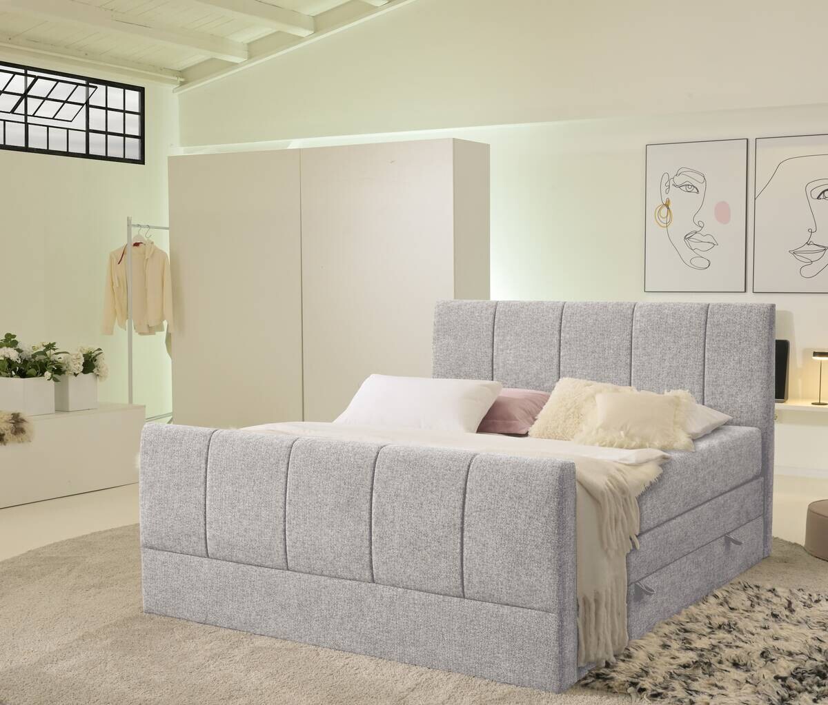 Boxspringbett Harmony hellgrau Liegefläche B/L: ca. 160x200 cm