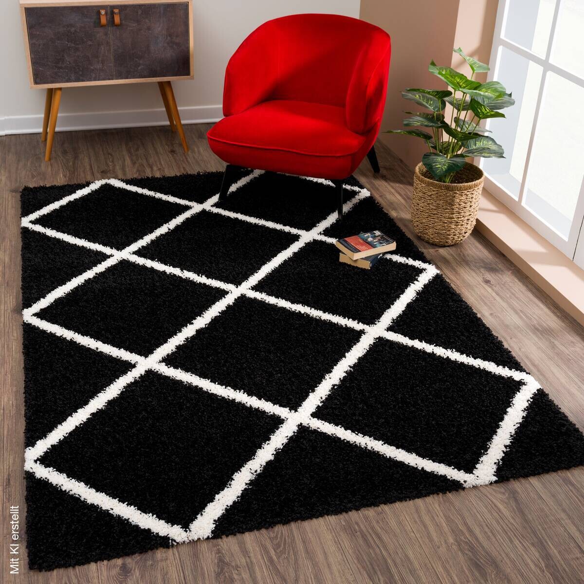 Sanat Hochflorteppich MADRID schwarz B/L: ca. 200x290 cm