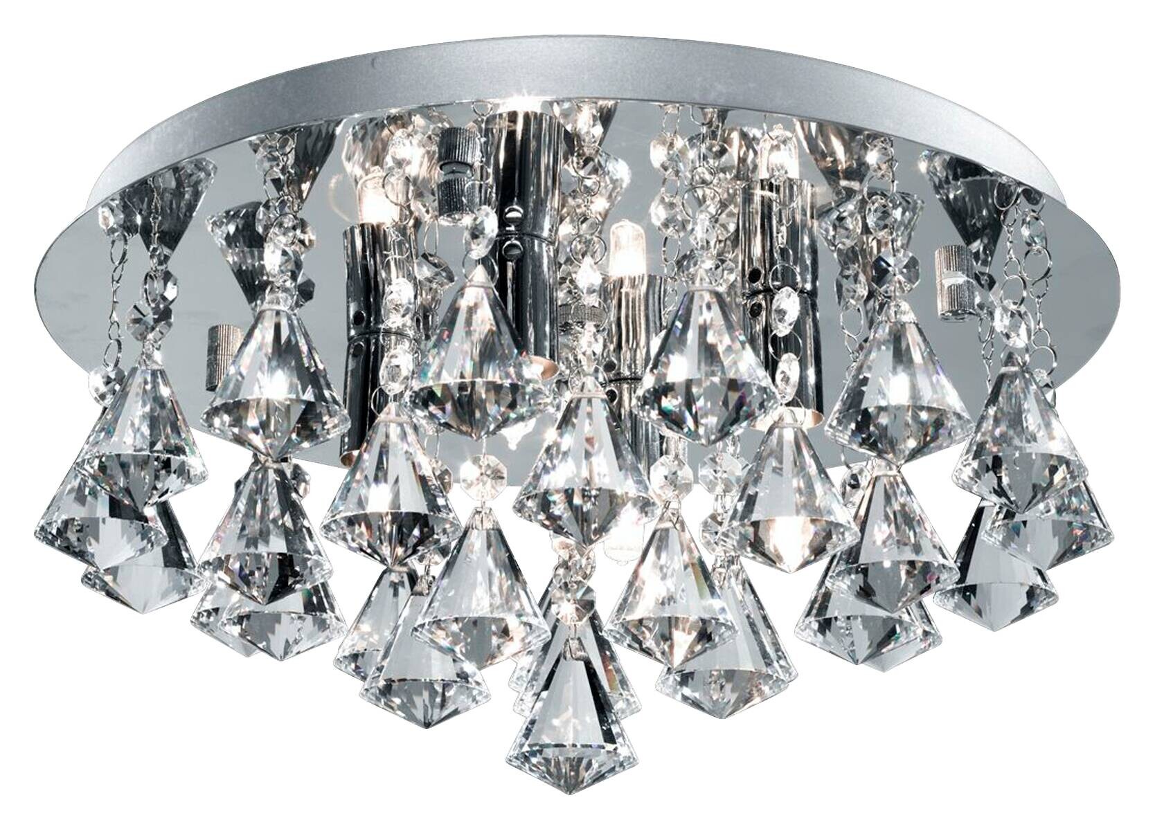 Searchlight Badleuchte Hanna Chrom transparent Glas Stahl B/H/L/D: ca. 38x17,5x38x38 cm G9 4 Brennstellen