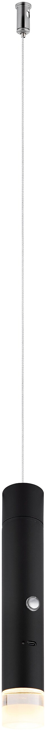 GLOBO LED-Hängeleuchte klar mattschwarz Metall Acryl H/D: ca. 120x3,8 cm 1 Brennstellen