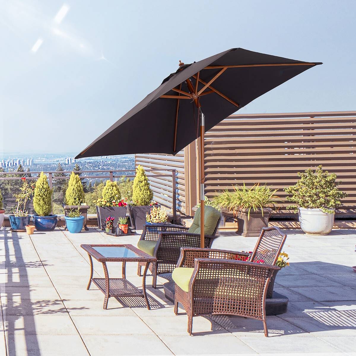 Outsunny Sonnenschirm dunkelgrau Polyester B/H/L: ca. 150x230x200 cm