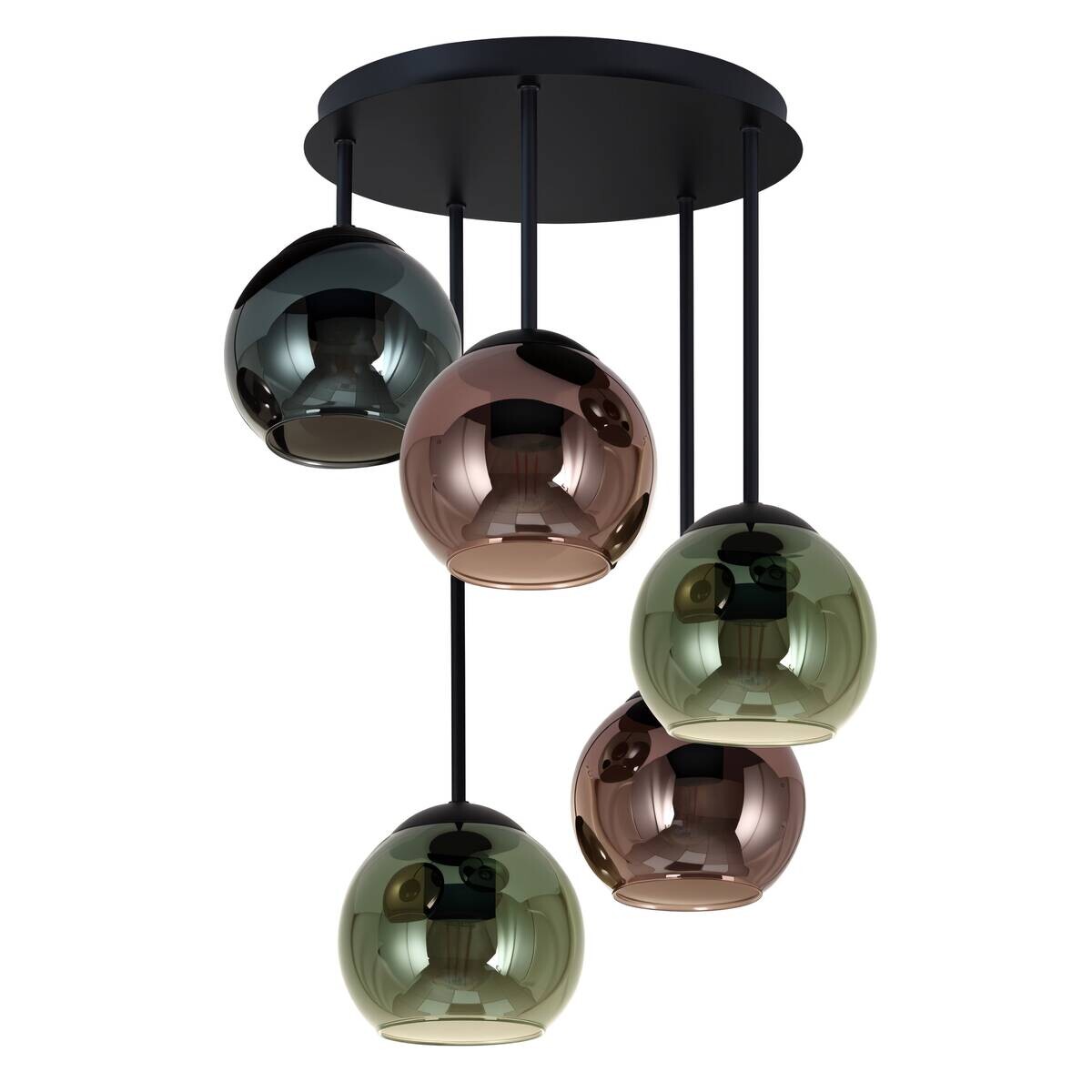 Pendelleuchte bunt Glas H/D: ca. 58,5x42 cm E27 5 Brennstellen