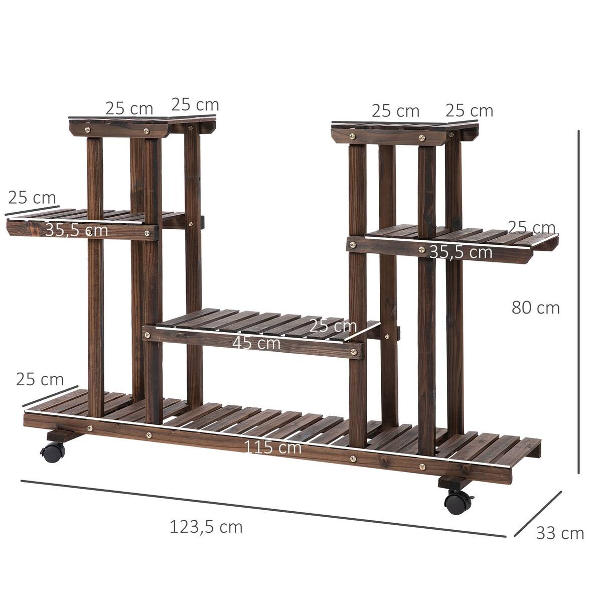 Outsunny Pflanzenregal braun B/H/L: ca. 33x80x123,5 cm