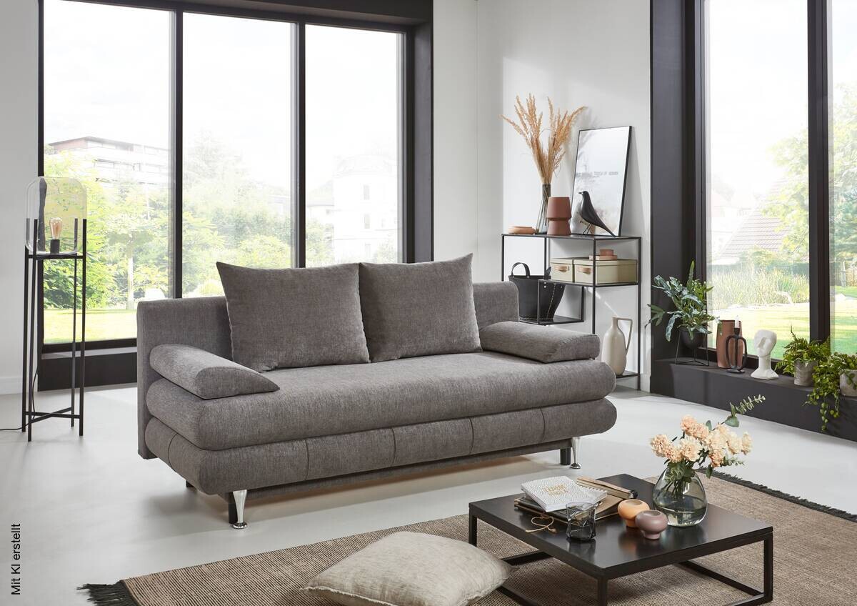 Schlafsofa Benfeld taupe Microfaser B/H/T: ca. 190x93x92 cm