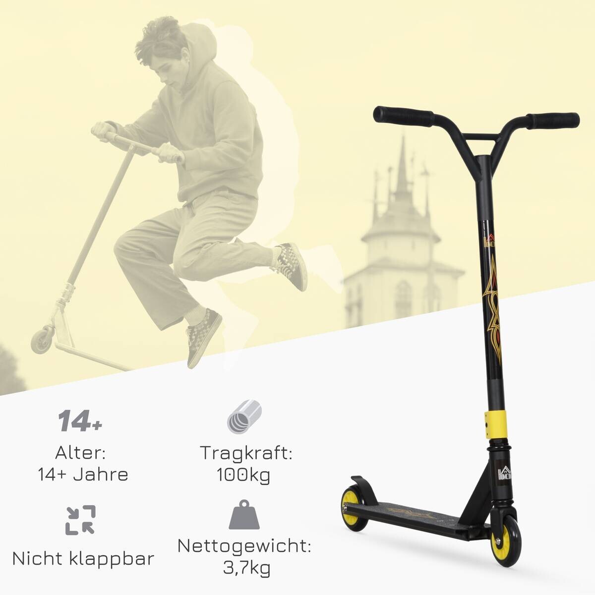 HOMCOM Stuntscooter gold B/H/L: ca. 47,2x86x68 cm