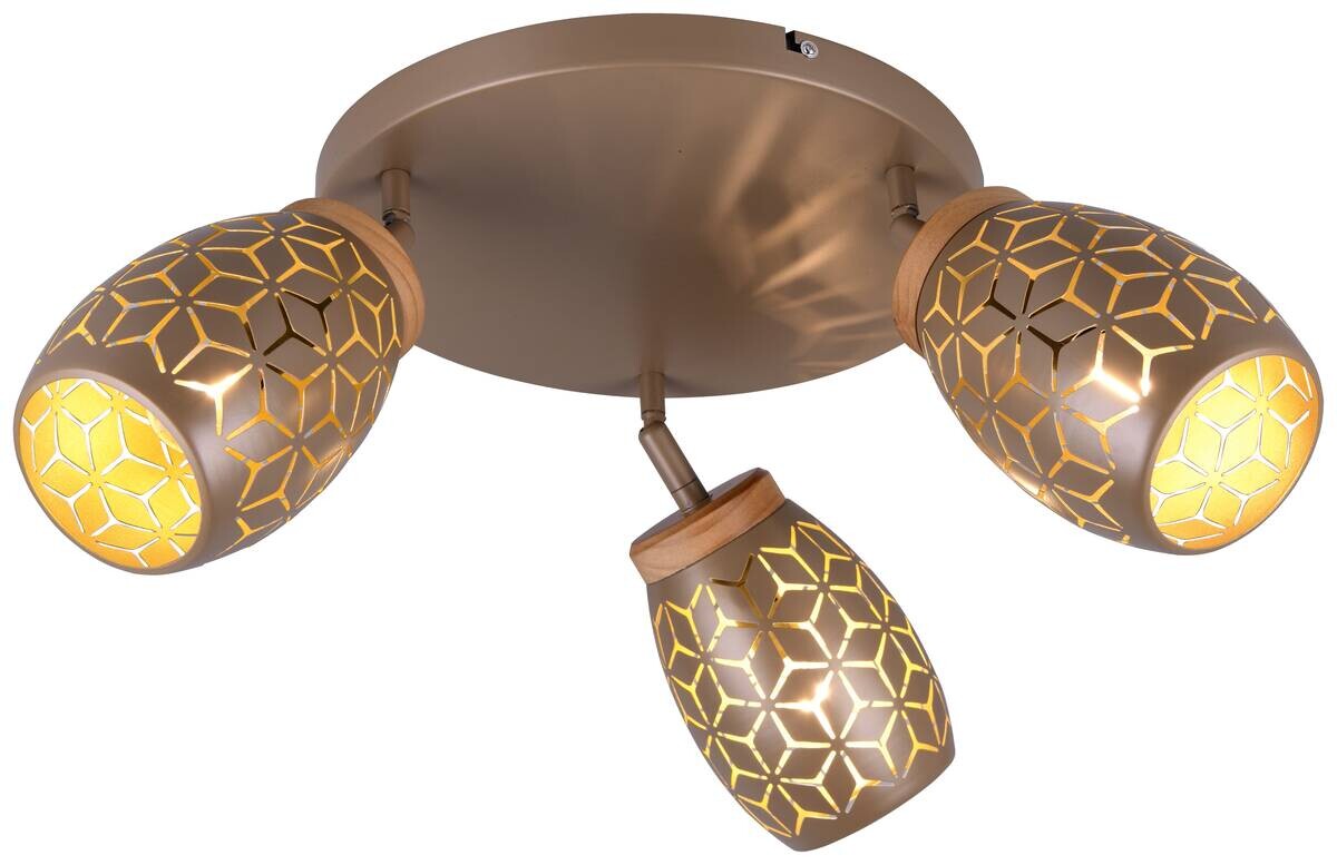 Reality Spotrondell 3-flg. Bidar kaffee gold Metall D: ca. 27 cm E14 3 Brennstellen