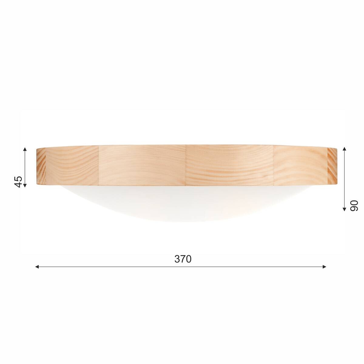 Lamkur Deckenleuchte Anello kiefer Glas Holz H/L: ca. 8x37 cm E27 2 Brennstellen