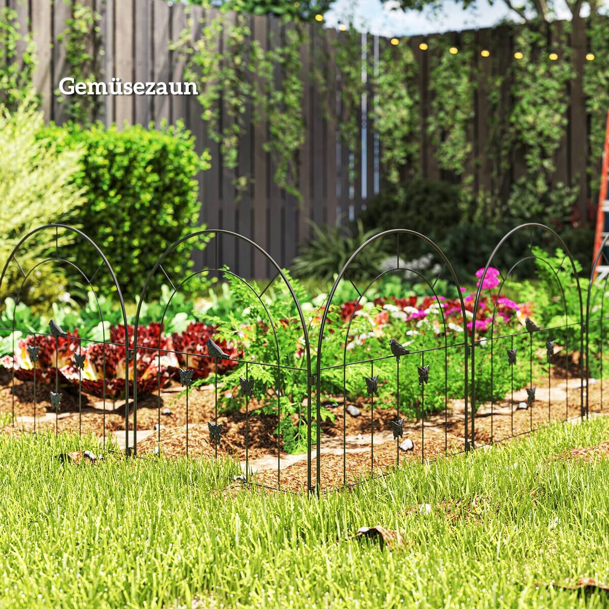 Outsunny Gartenzaun schwarz Stahl B/H/L: ca. 1x70x300 cm