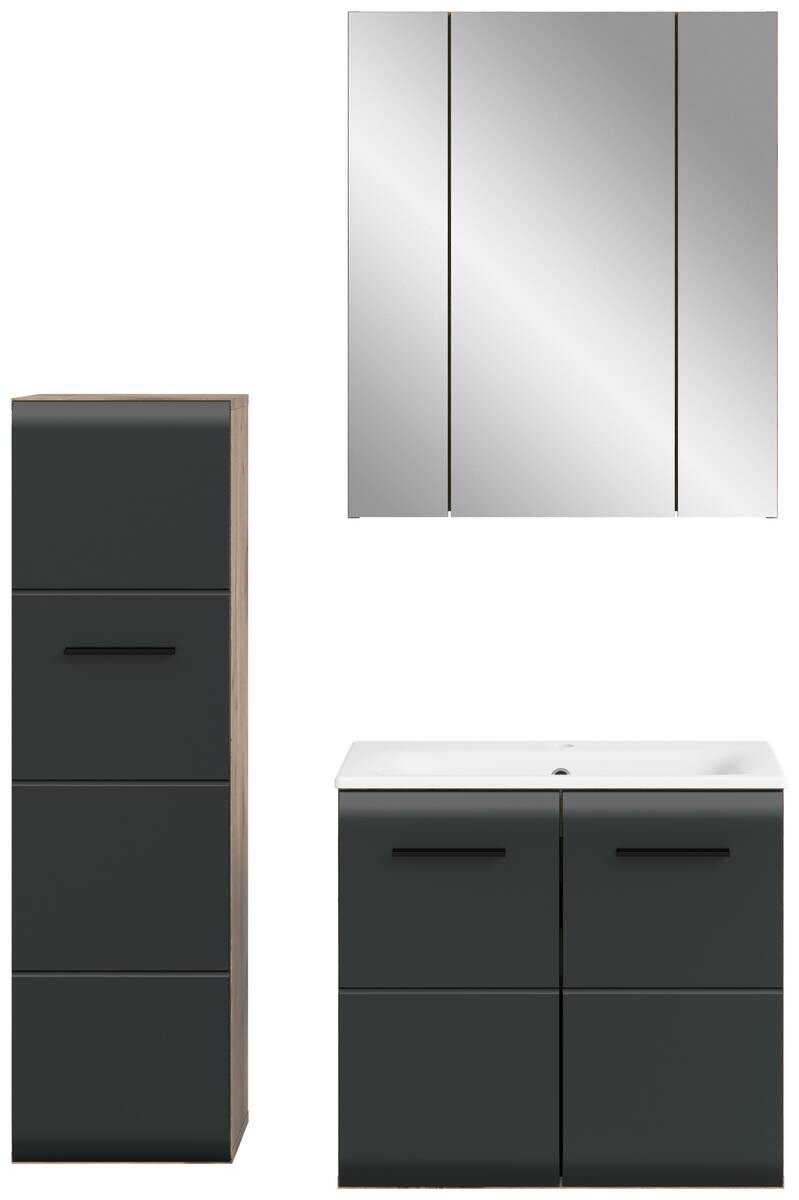 Badezimmer-Set Ice Nox Oak Nachbildung schwarz matt B/H/T: ca. 105x185x46 cm