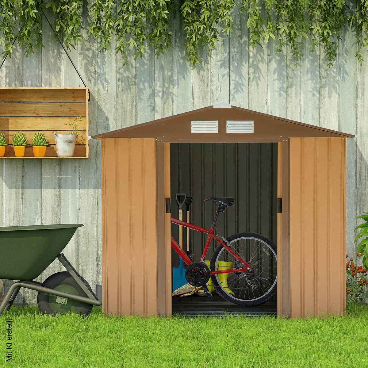 Outsunny Gartenhaus braun B/H/L: ca. 130x185x213 cm