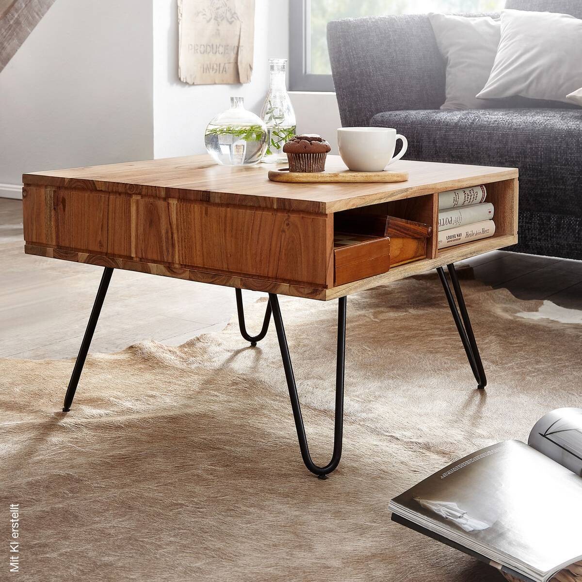 Couchtisch braun B/H/T: ca. 60x40x60 cm