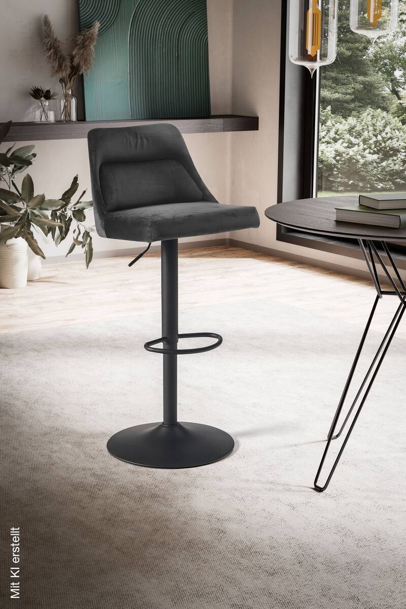 Barhocker schwarz Samt B/H/T: ca. 45x106x51 cm