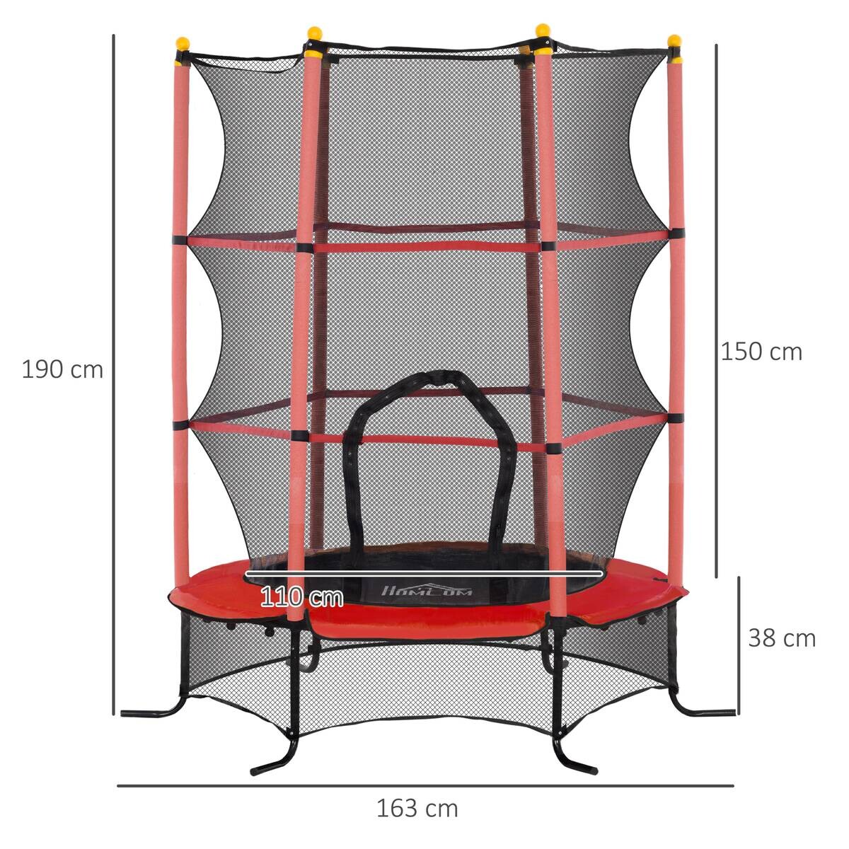 HOMCOM Kindertrampolin rot B/H/L: ca. 163x190x163 cm