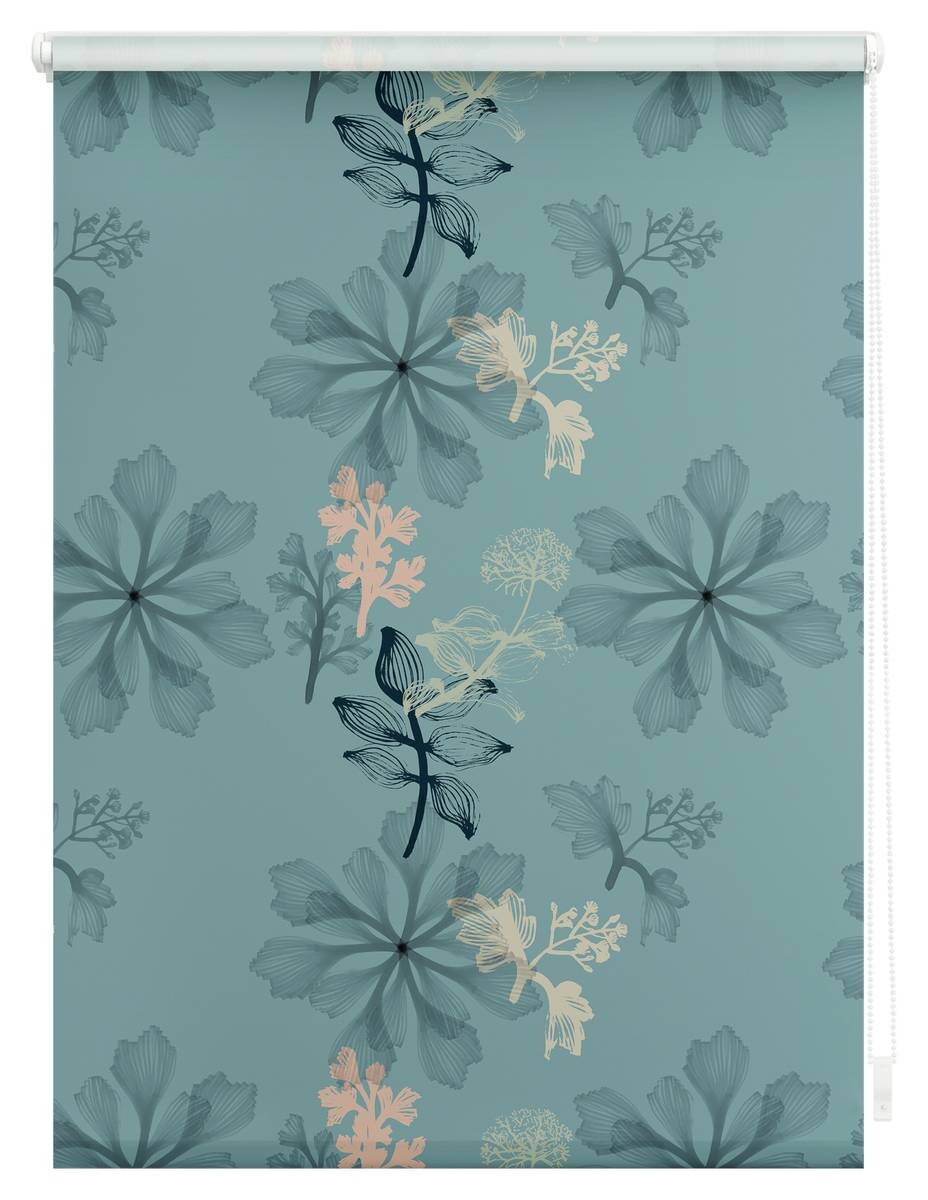 LICHTBLICK Rollo Aqua Floral blau B/L: ca. 100x150 cm