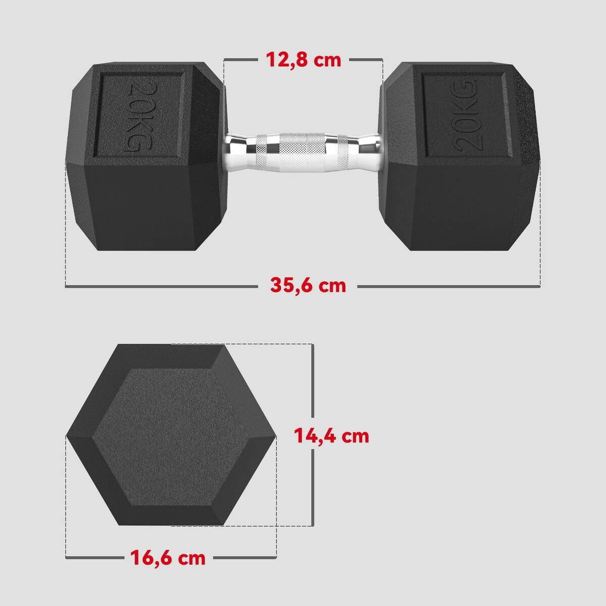 HOMCOM Gummi-Hantel schwarz Gummi B/H/L: ca. 16,6x35,6x16,6 cm