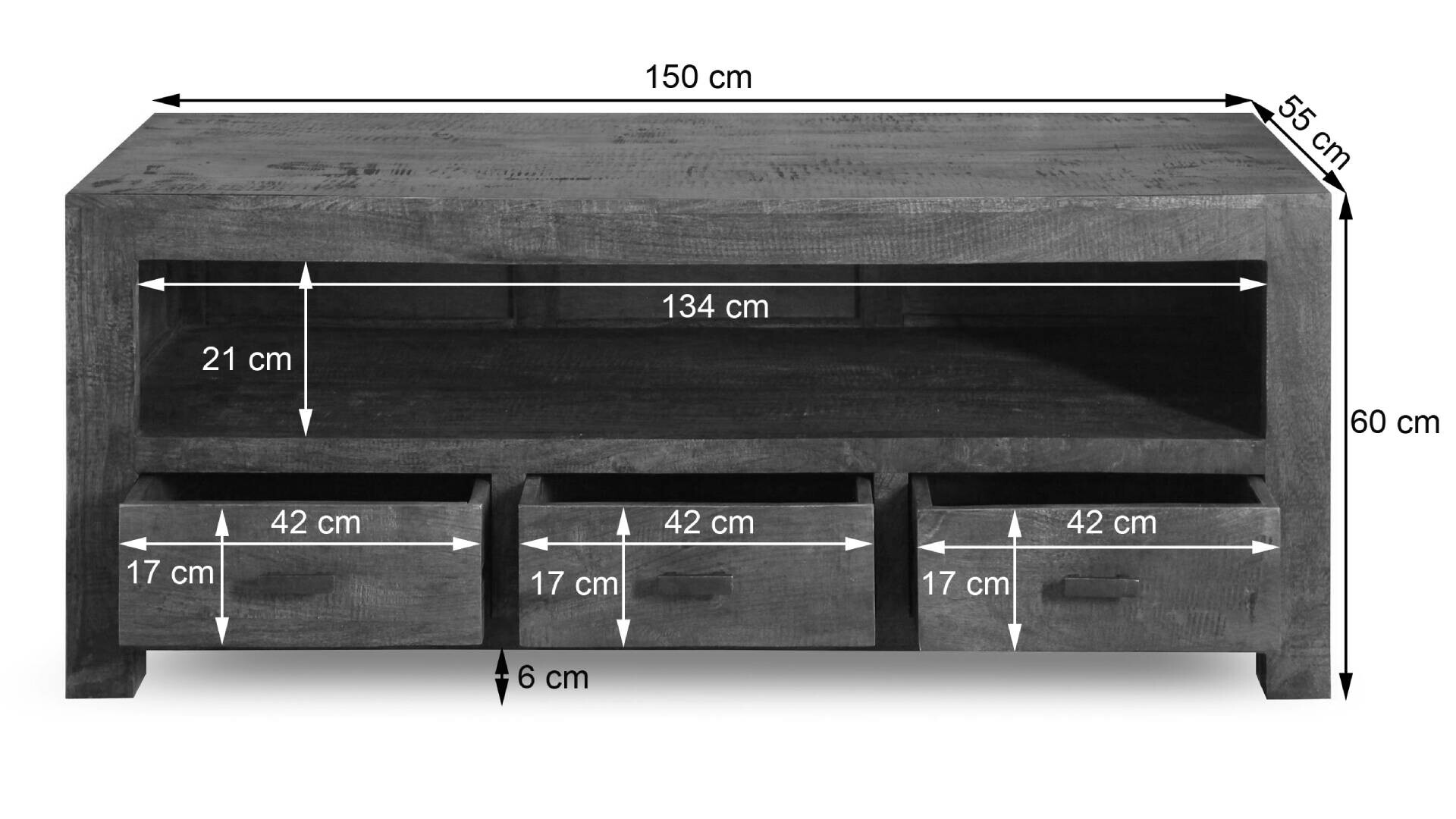 Lowboard Genua Akazie dunkel B/H/T: ca. 150x60x55 cm