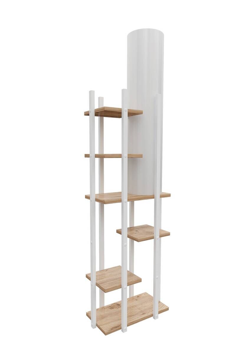 Opviq Stehlampe natur weiß Spanplatte MDF B/H/T/L: ca. 25x160x25x45 cm E27 1 Brennstellen