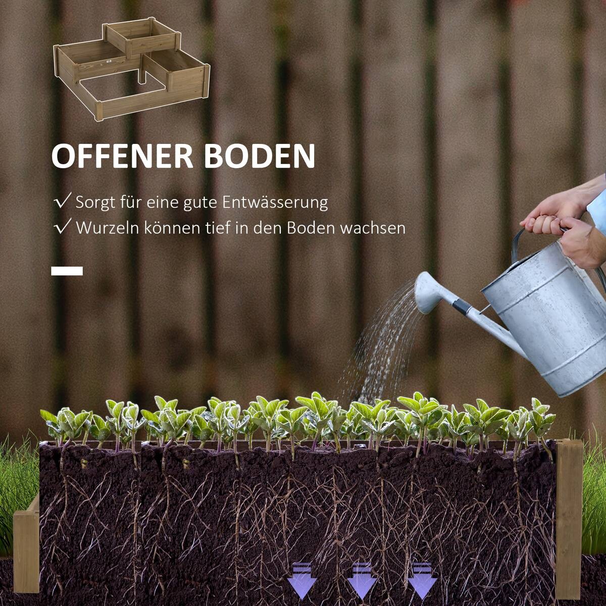 Outsunny Hochbeet braun B/H/L: ca. 122x51x122 cm