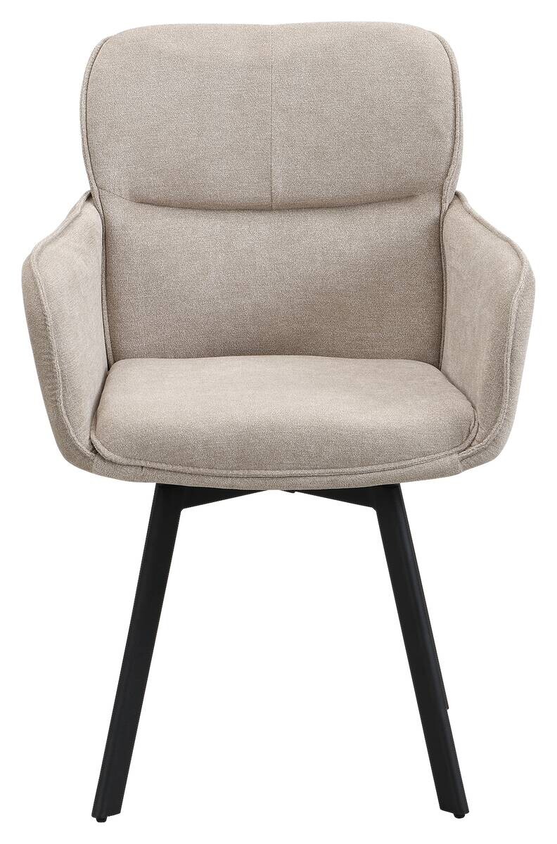 Stuhl RICO, 2er-Set schwarz taupe Metall Stoff B/H/T: ca. 61x90x63 cm