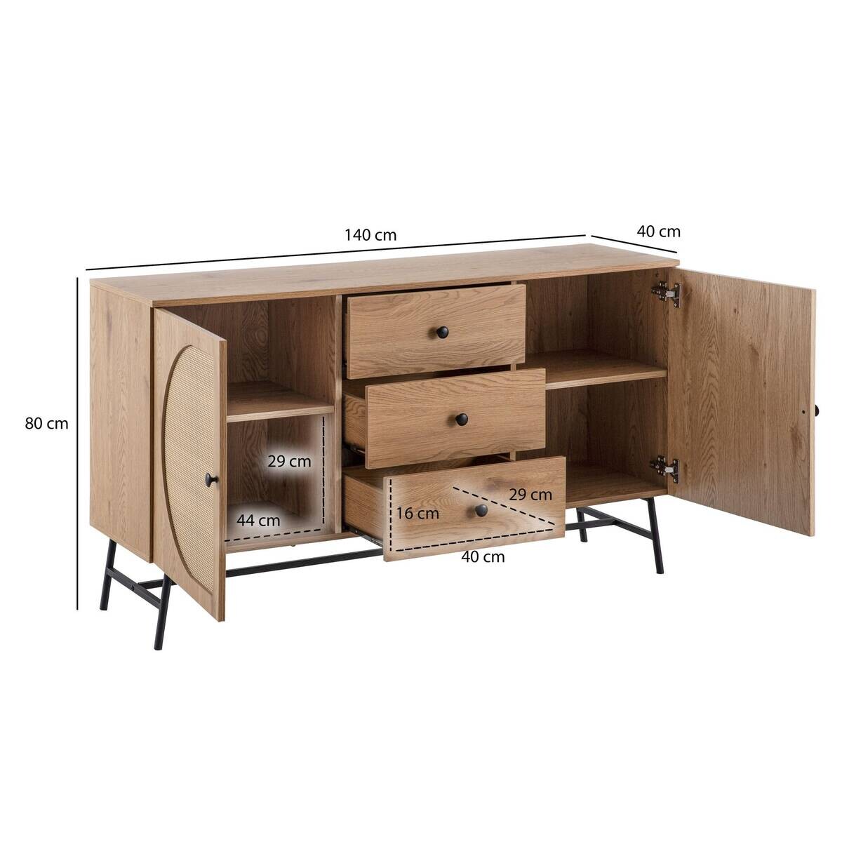 Sideboard natur Eiche Optik B/H/T: ca. 140x80x40 cm