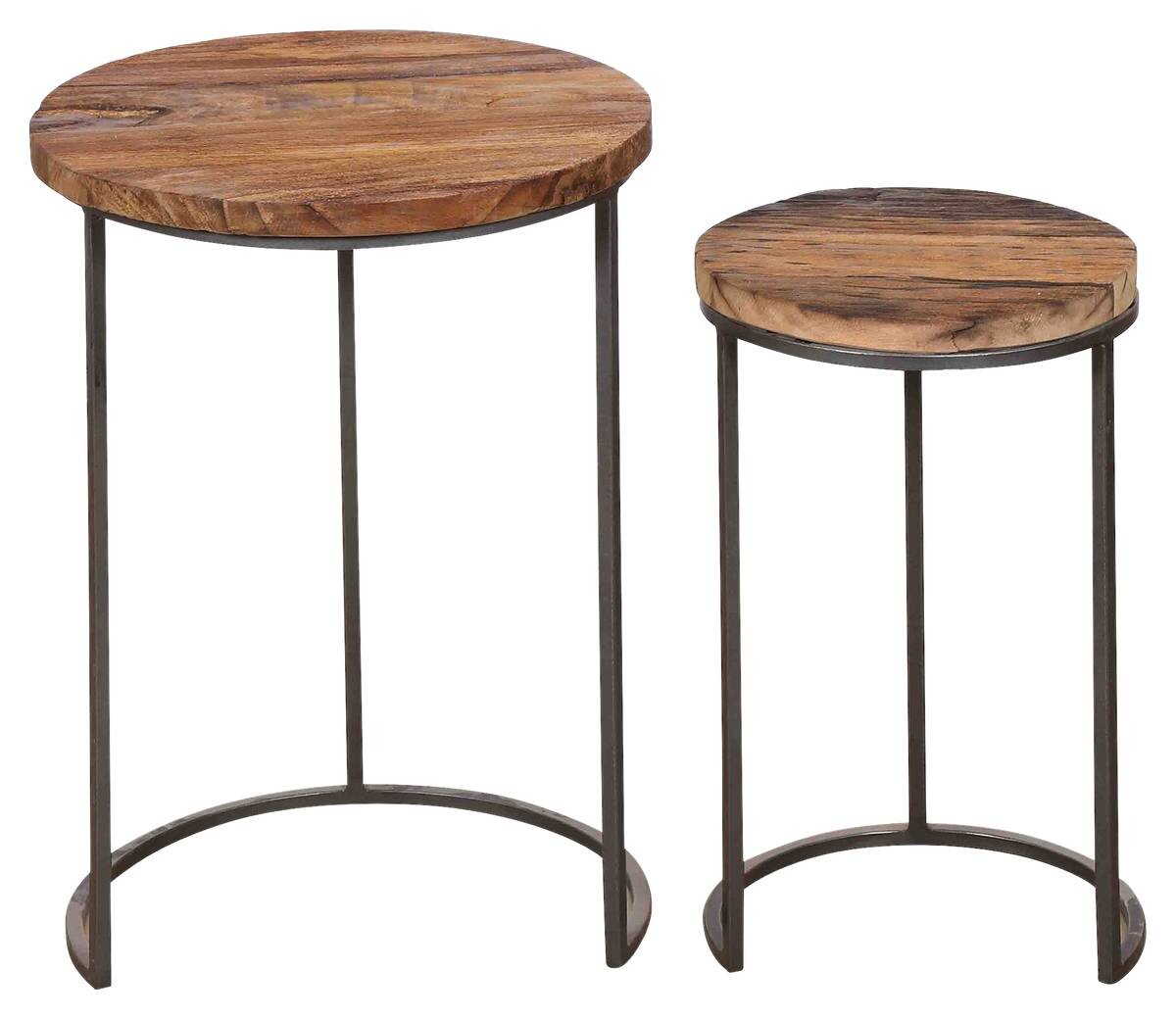 Beistelltisch JARON natur schwarz Echtholz Metall