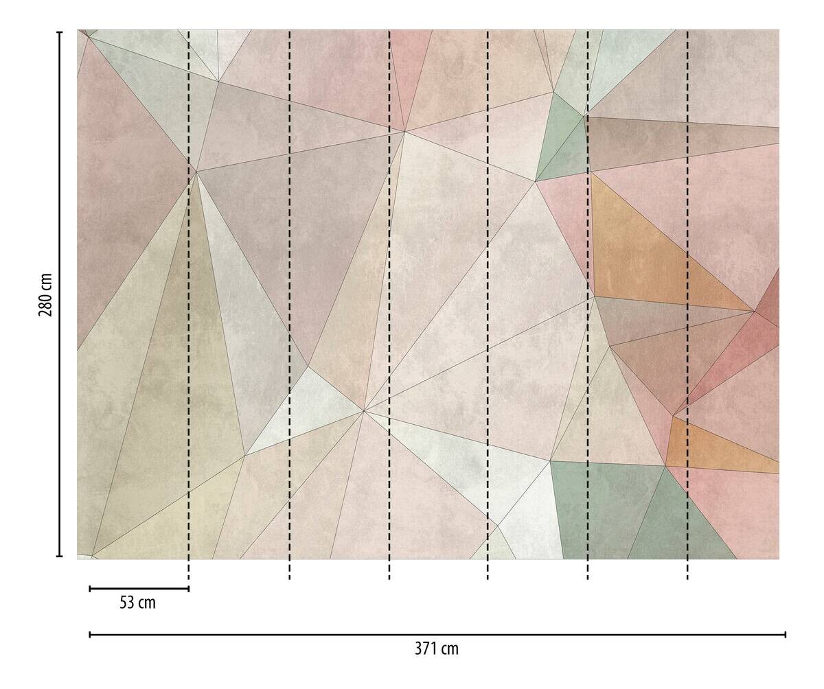 Livingwalls Fototapete Moderne Geometrie bunt rosa beige B/L: ca. 280x371 cm