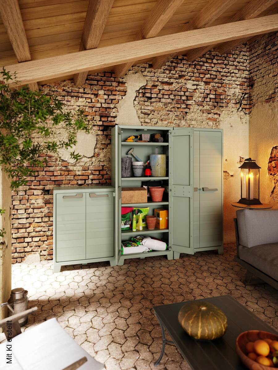Keter Kunststoffschrank Planet Outdoor Jade Kunststoff B/H/T: ca. 80x182x44 cm