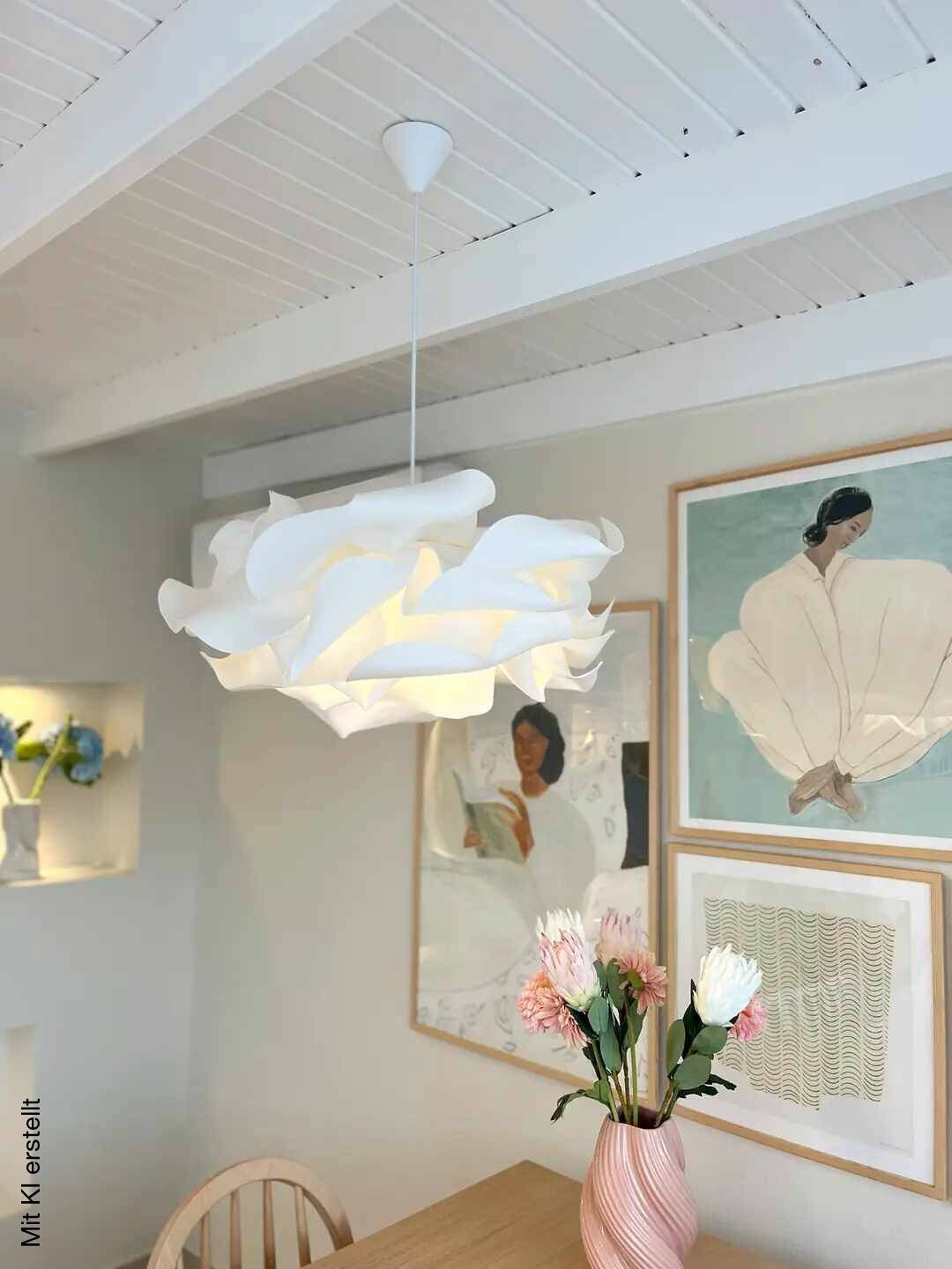 Opviq Pendelleuchte weiß Kunststoff B/H/T/L/D: ca. 58x85x58x58x58 cm E27 1 Brennstellen