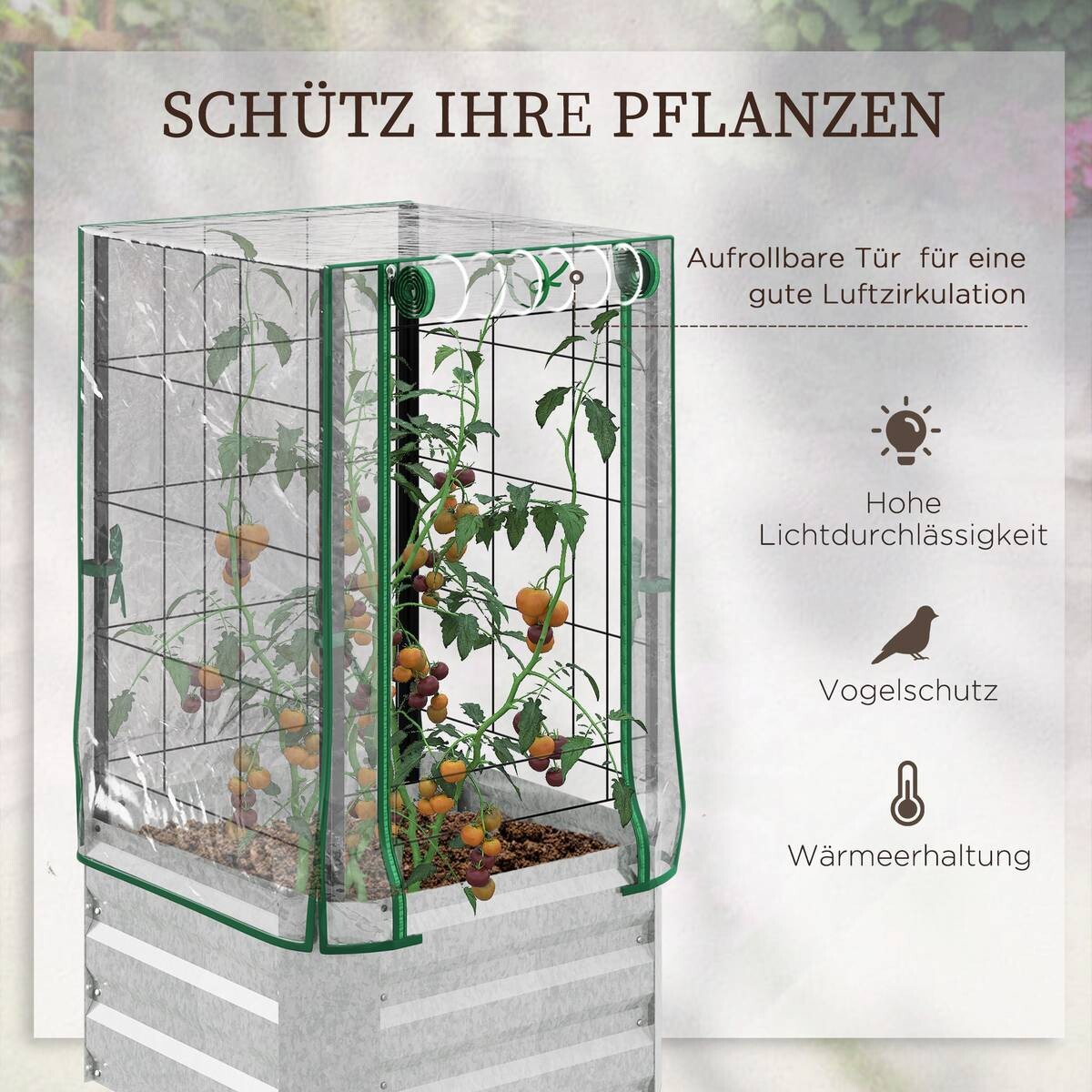 Outsunny Hochbeet silber Stahl B/H/L: ca. 53x90x53 cm