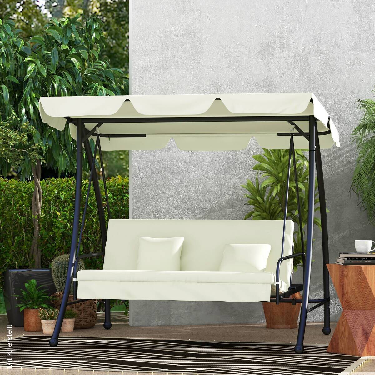 Outsunny Hollywoodschaukel cremeweiß Polyester B/H/L: ca. 125x170x200 cm