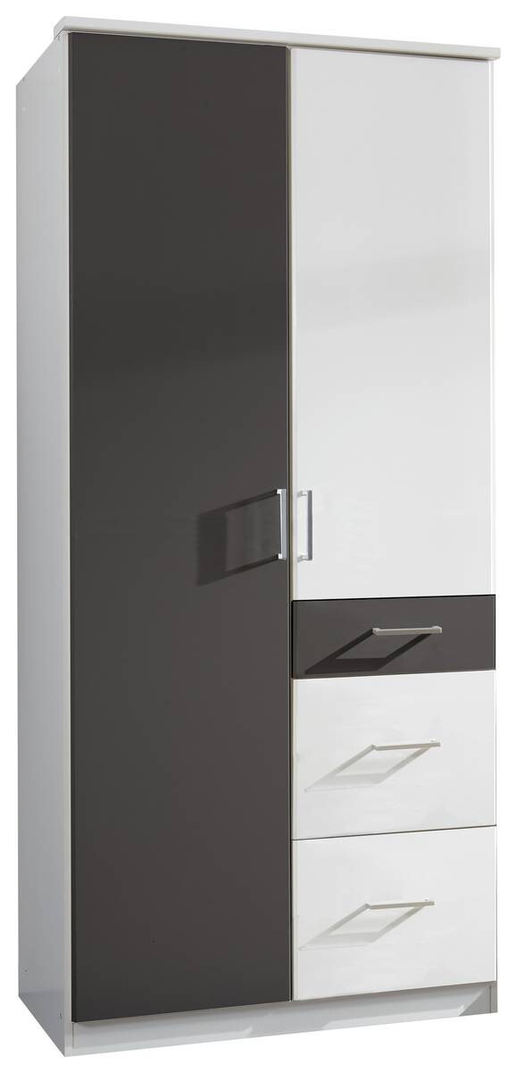 Kleiderschrank Click Alpinweiß Graphit B/H/T: ca. 90x199x58 cm