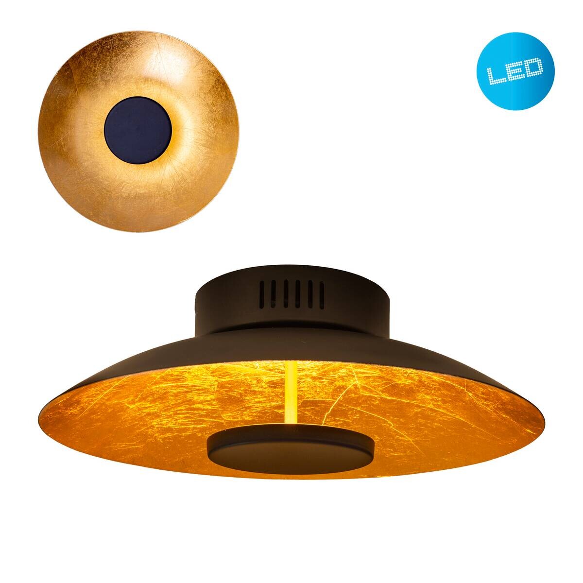 Näve Leuchten Deckenleuchte 1265458 gold schwarz Metall B/H/T: ca. 40x15x40 cm null 1 Brennstellen