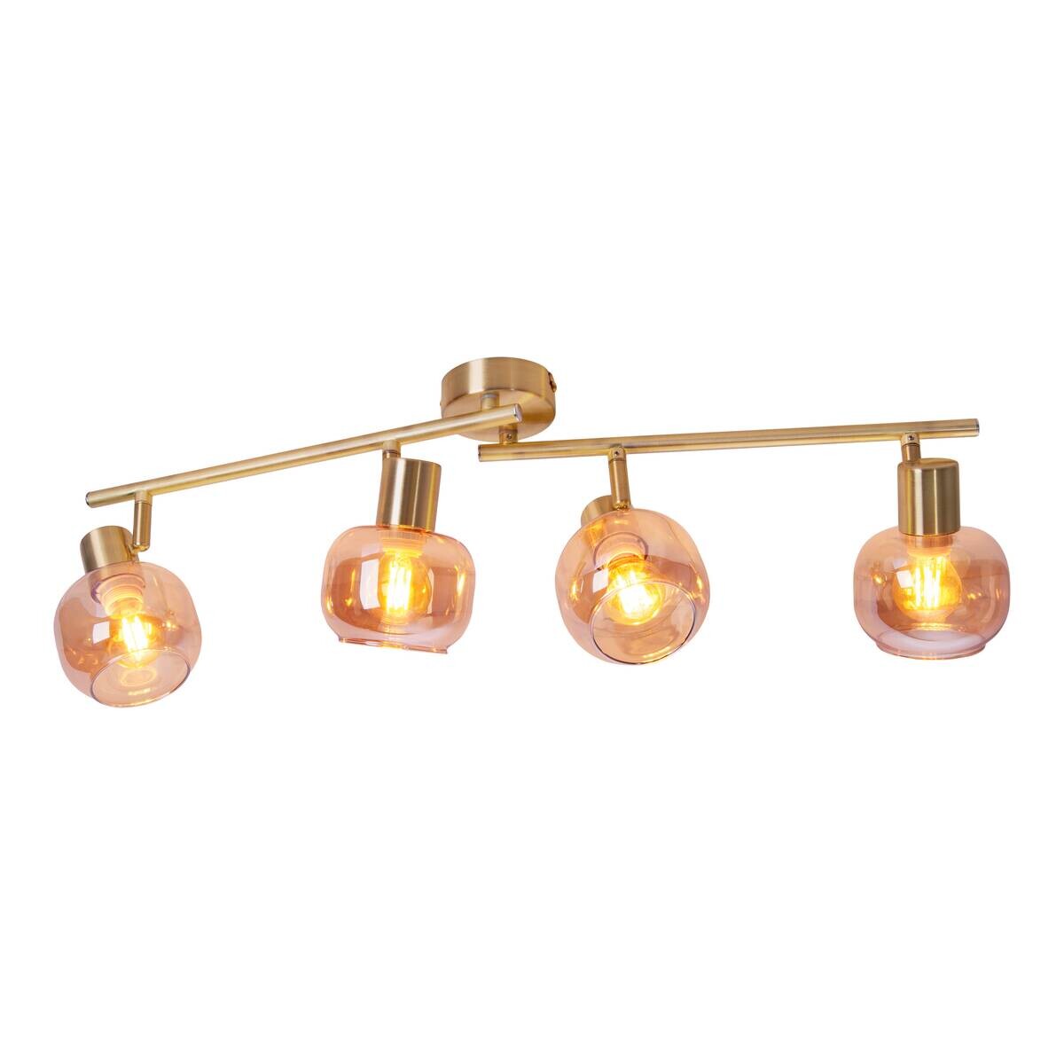 Näve Leuchten Spot gold Glas Metall B/H/T: ca. 80x20x10 cm E14 4 Brennstellen
