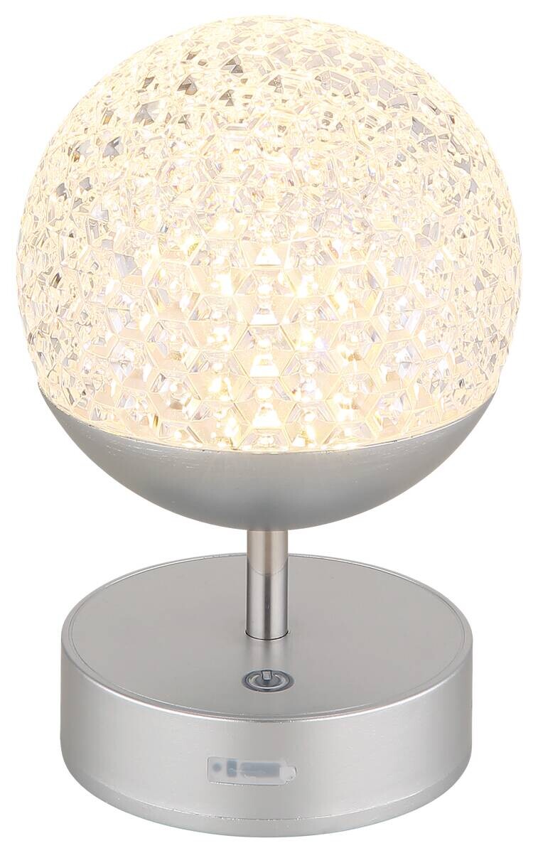 GLOBO Tischleuchte silber Kunststoff Acryl H/D: ca. 31,5x12 cm