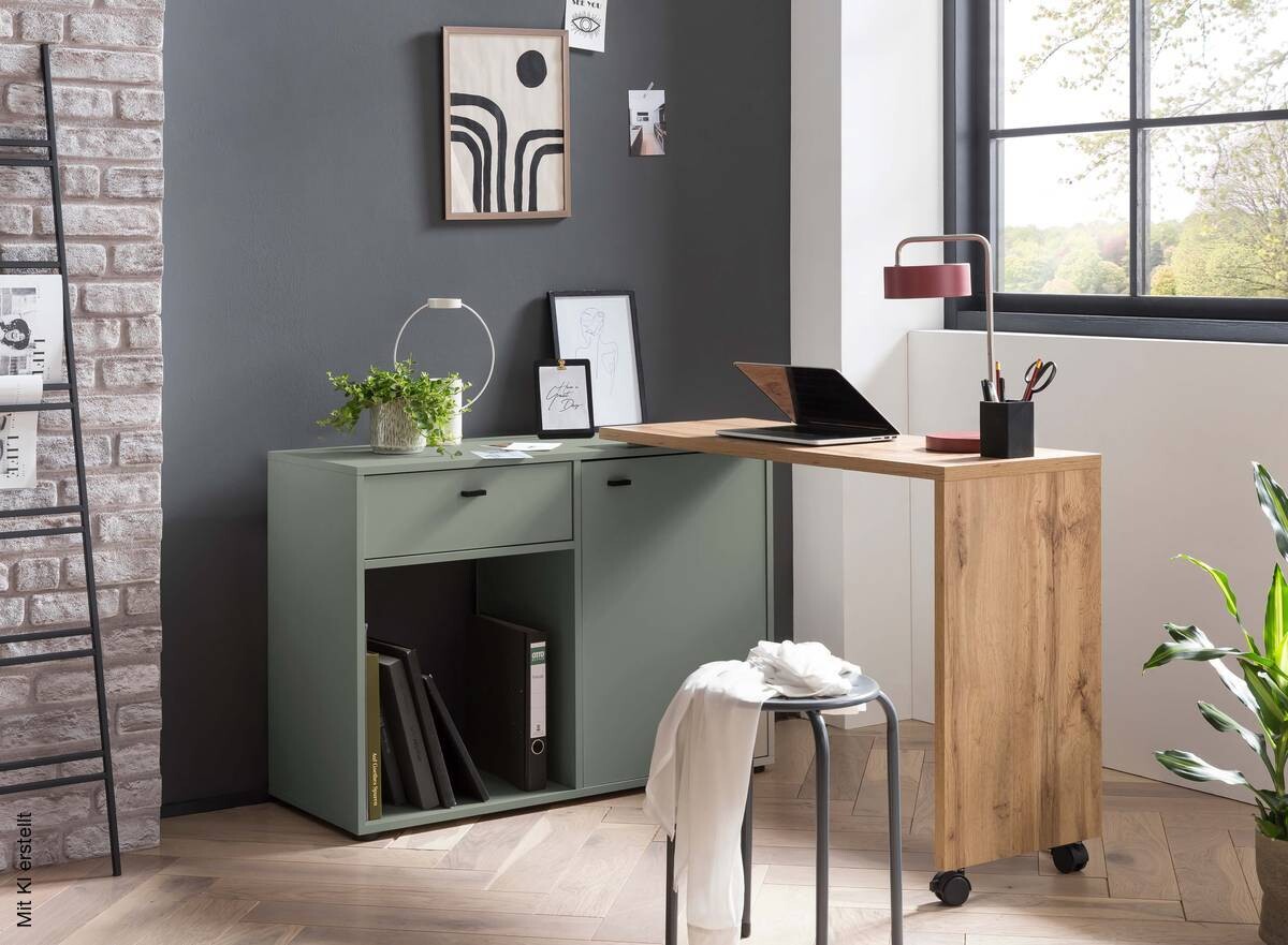 Schreibtisch Tiny working Pistazie Eiche Landhaus Nachbildung B/H/T: ca. 104,6x75,3x39 cm