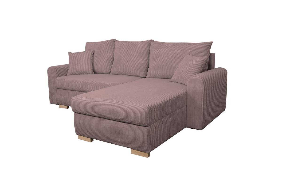 Ecksofa mit Bettfunktion und Bettkasten rosa Microfaser B/H/T: ca. 224,5x90x168 cm