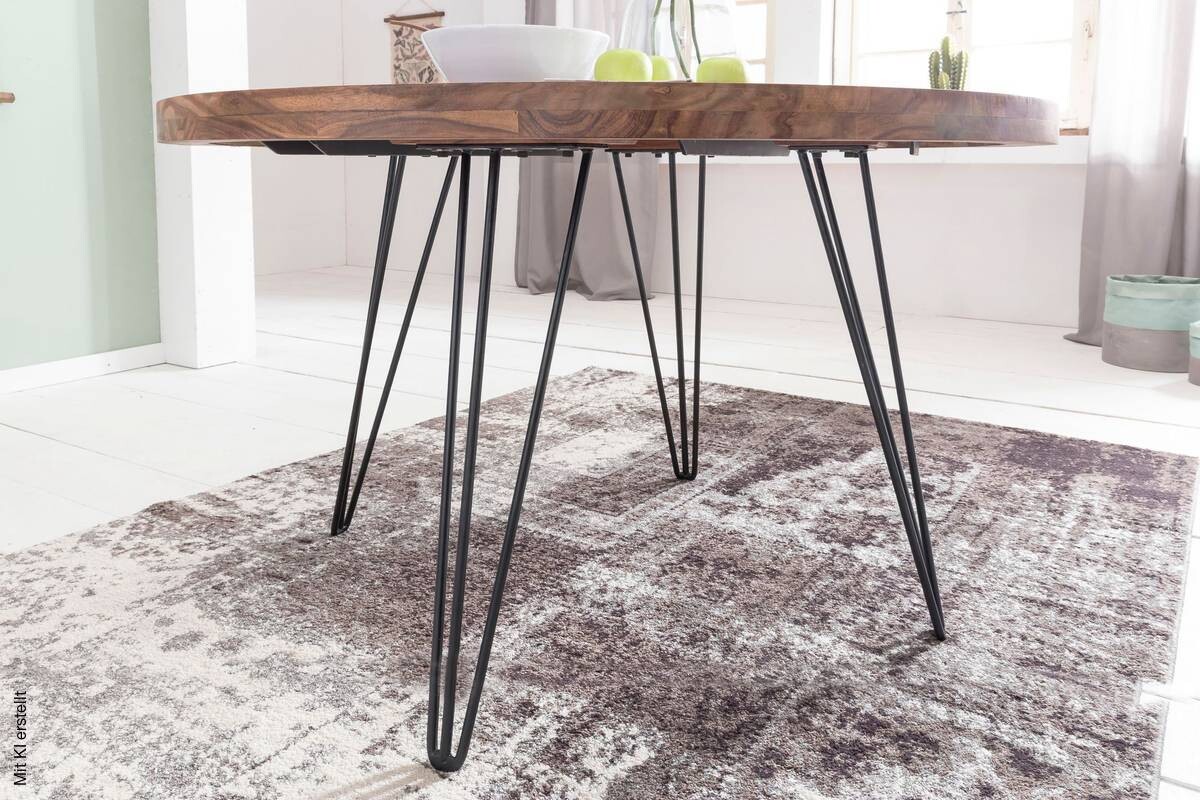 Esstisch natur schwarz matt H/D: ca. 78x120 cm