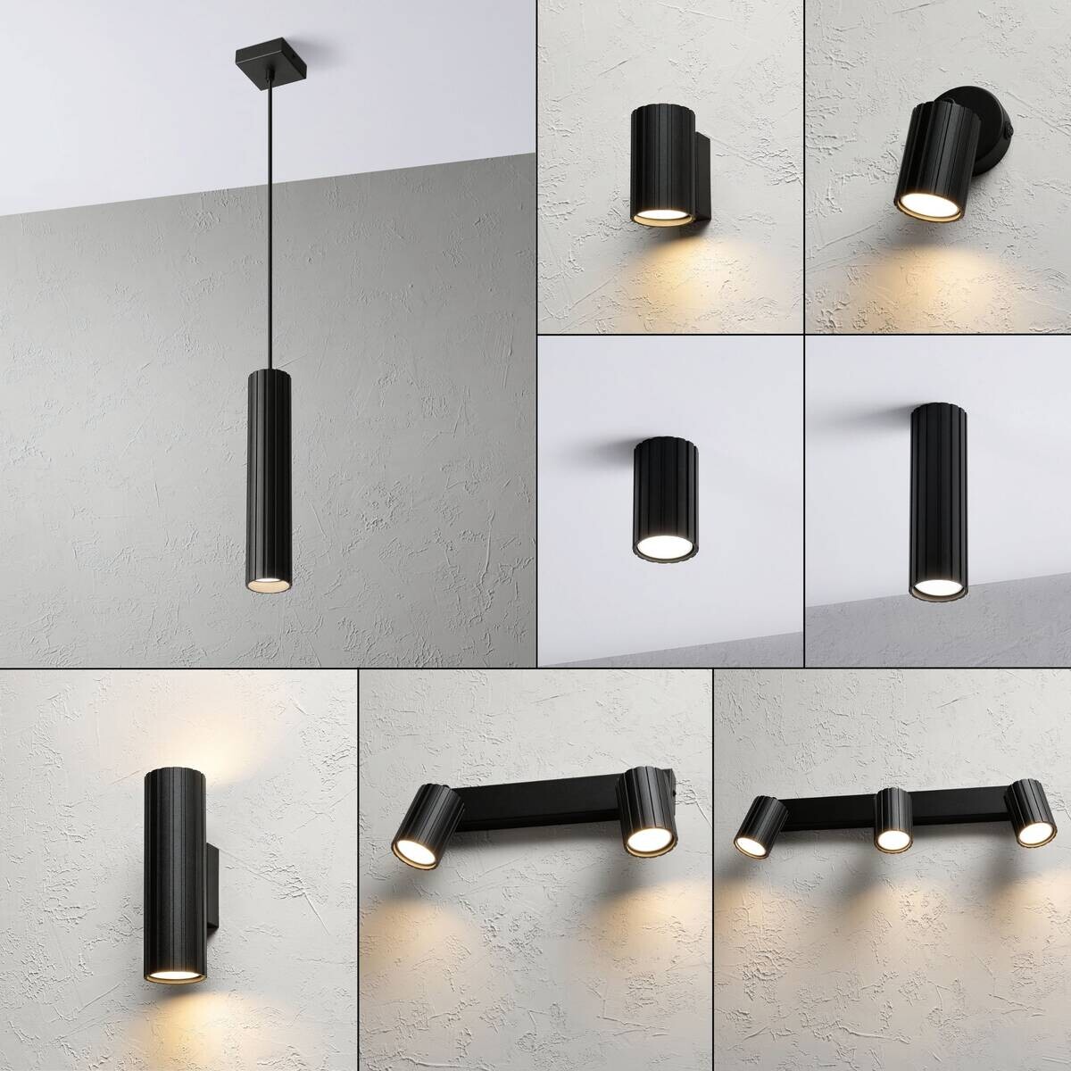 Lamkur Strahler Prisma schwarz Stahl B/H/L: ca. 6,5x118x6,5 cm 1 Brennstellen