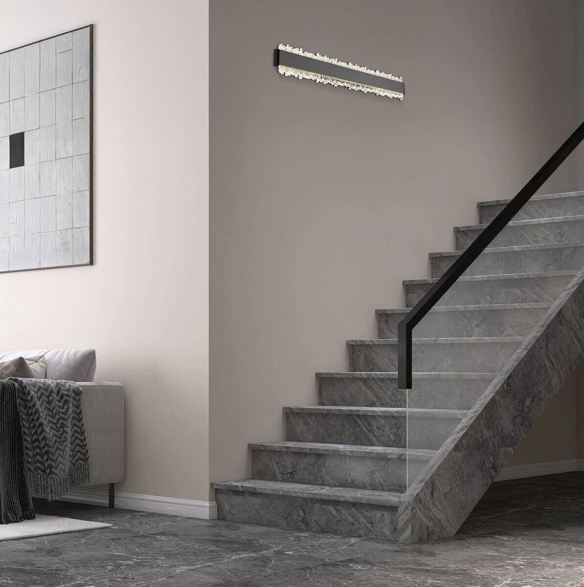 GLOBO Wandleuchte schwarz grau Metall Aluminium B/H/L: ca. 6,5x53,5x14,5 cm