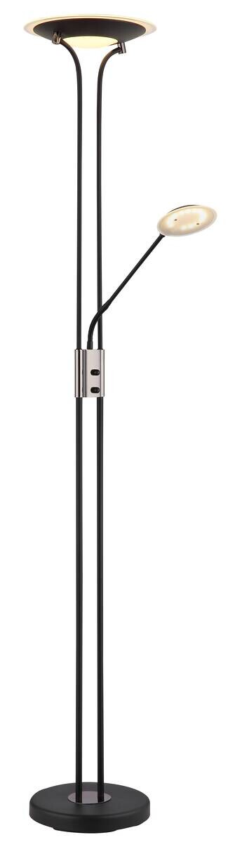 GLOBO Stehlampe mattschwarz Chrom Satiniert Glas Metall H/D: ca. 180x30 cm 2 Brennstellen