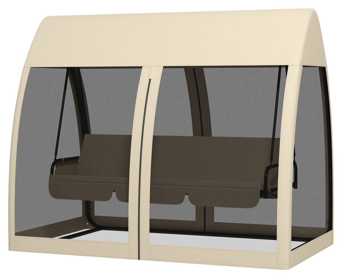 Outsunny Hollywoodschaukel kaffee Metall B/H/L: ca. 140x197x240 cm
